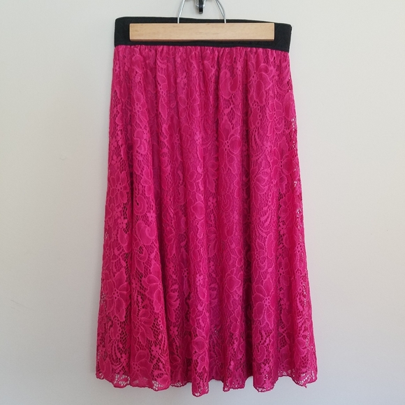 LuLaRoe Hot Pink lace Lola skirt XS - Picture 1 of 3